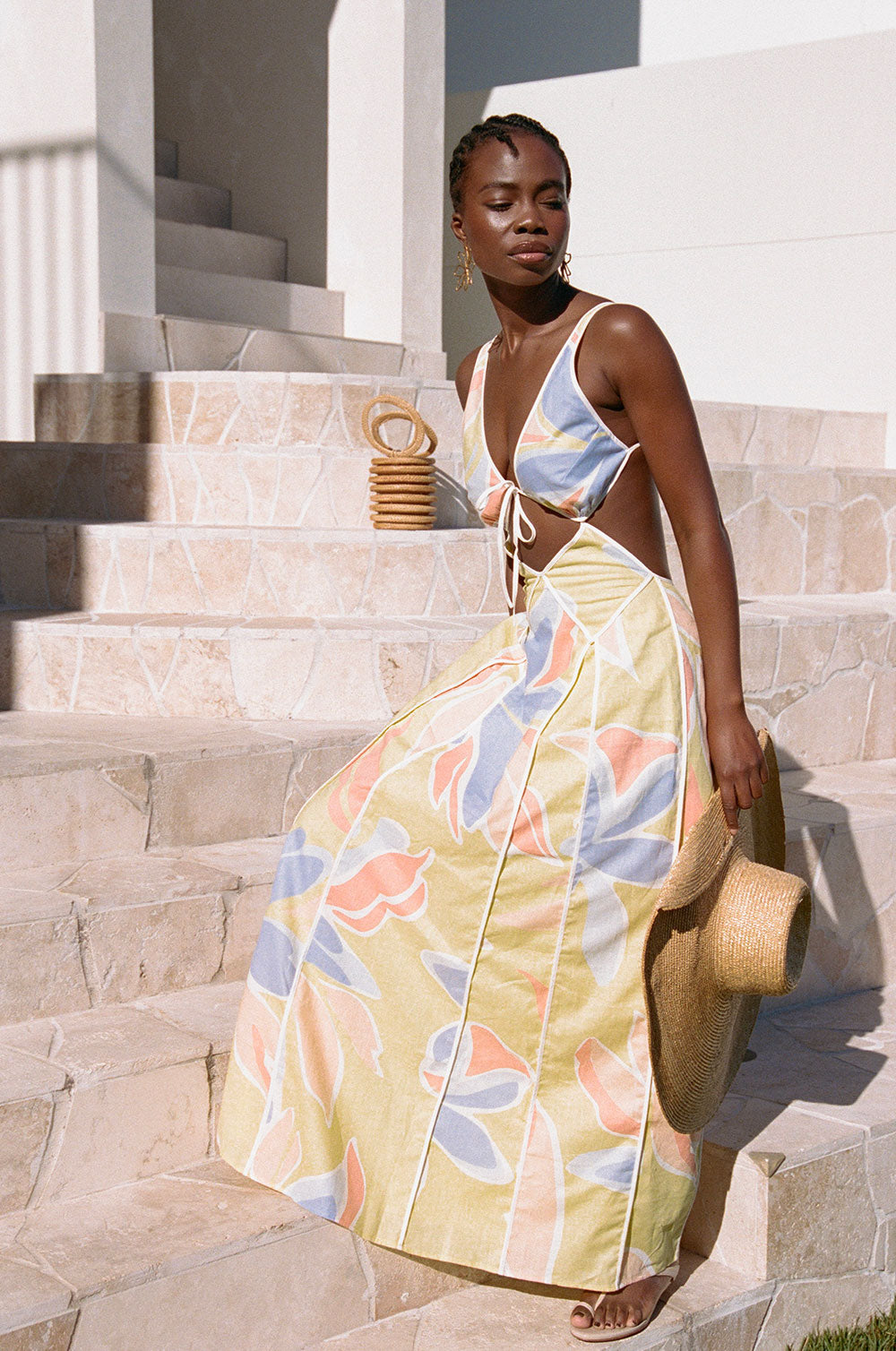 Eliska Cutout Maxi Dress  - Elia Purple Yellow Orange