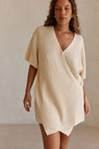 Cream Knit Wrap Mini Kyoto Dress