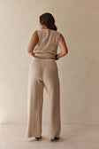 Beige Cotton Knit High Waist Lilah Pants
