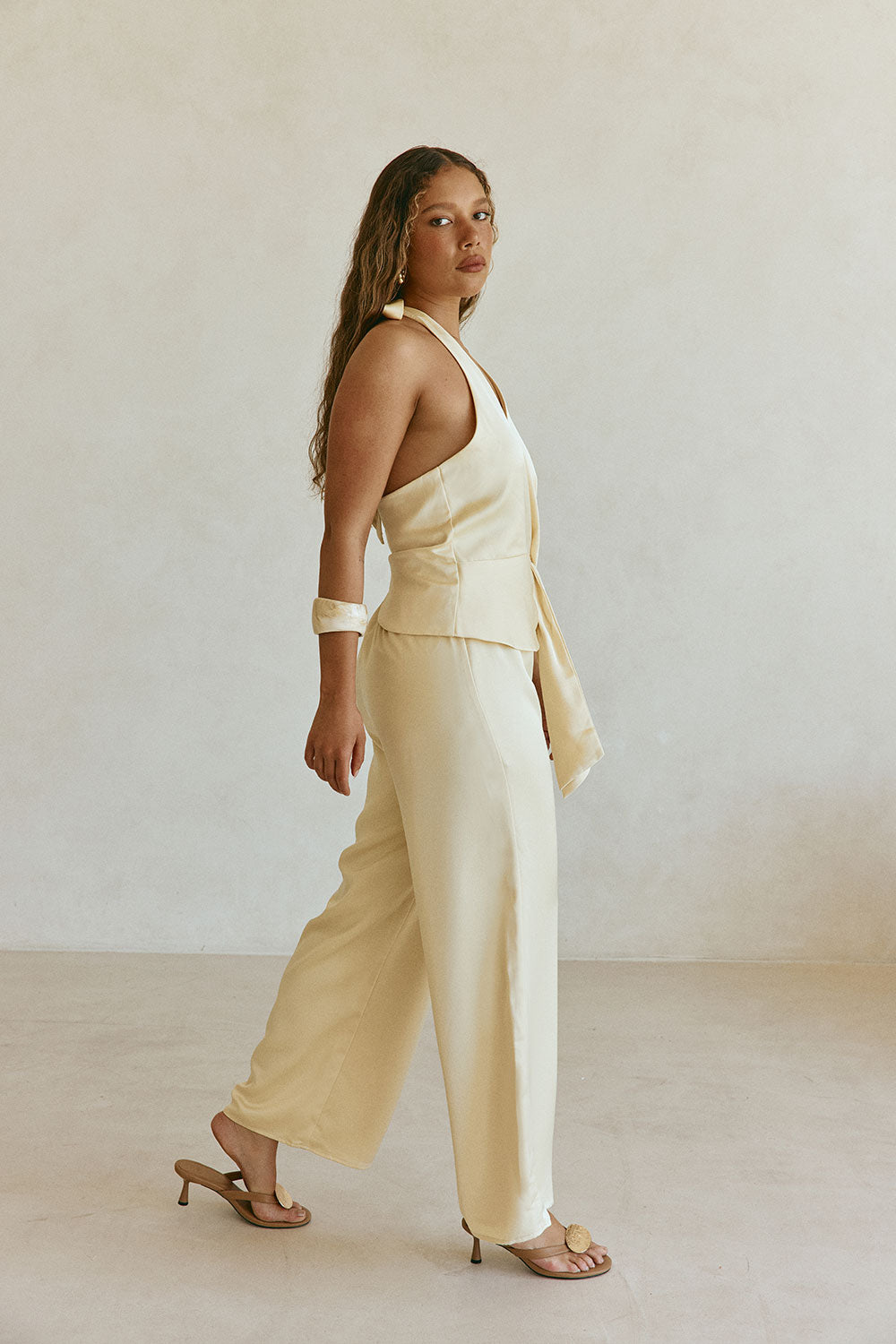 Butter Yellow Silky Wrap Valentina Jumpsuit