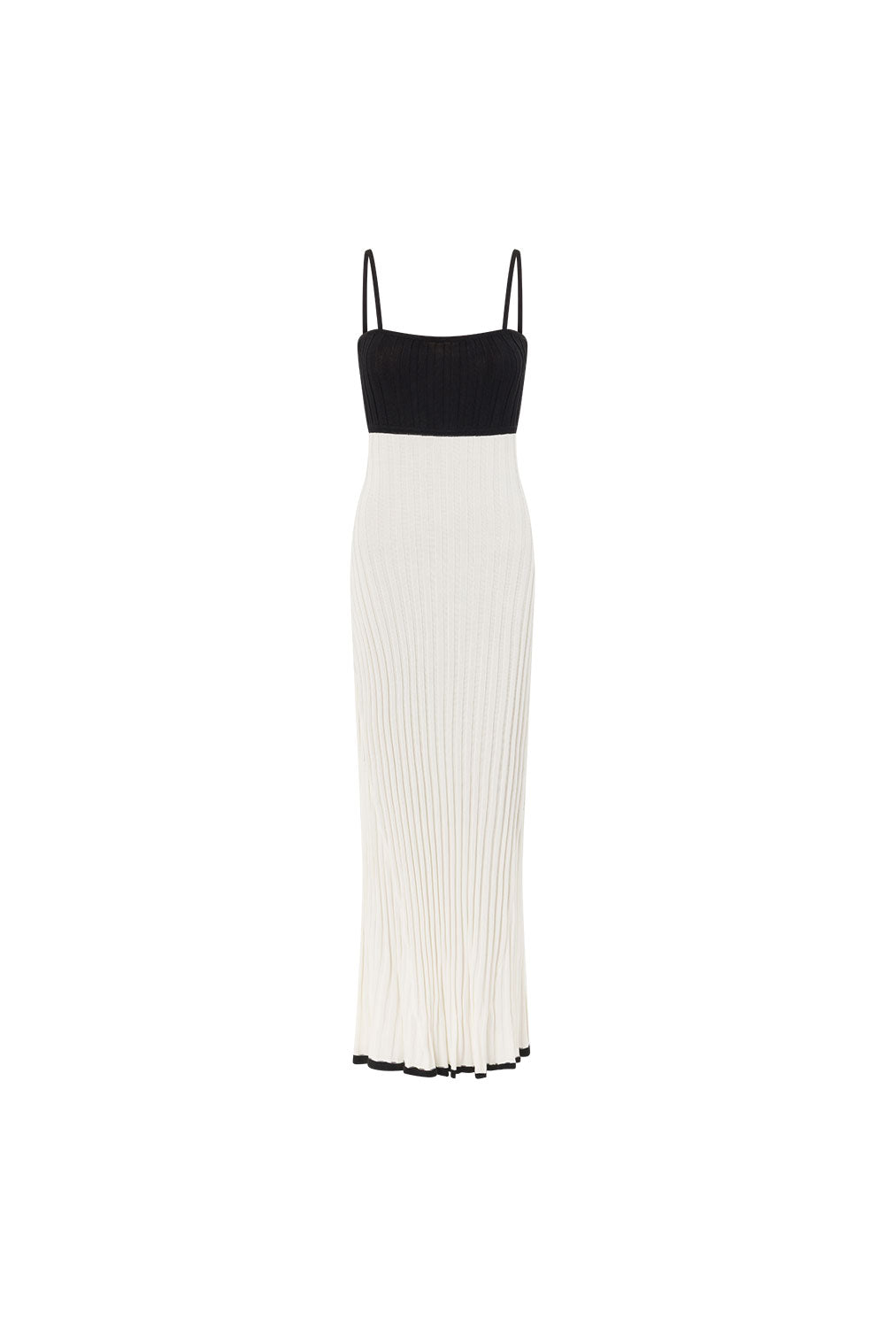 White Ribbed Knit Strappy Maxi Adley Dress