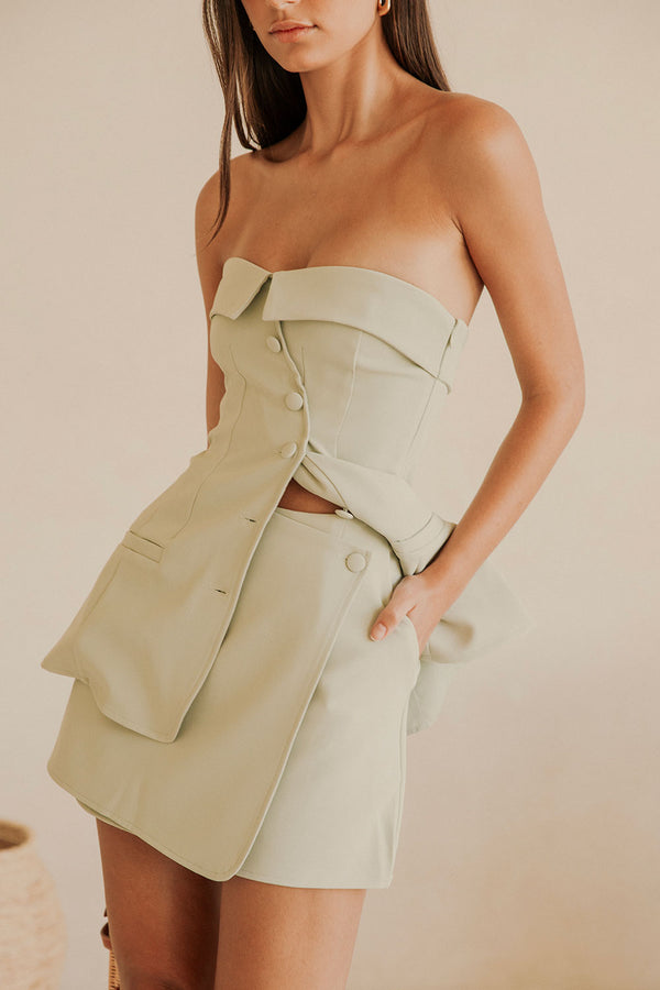 Mint Tailored High Waist Wrap Mini Lavara Skirt