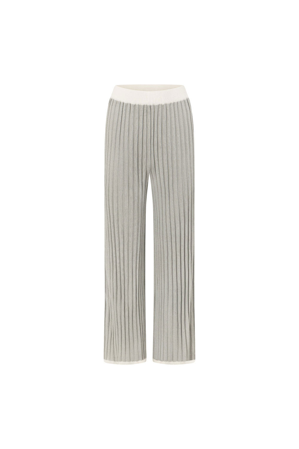Grey Woven Ribbed High Waist Winnie Pants