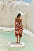 Red Floral Barocca Print Sweetheart Maxi Alessa Dress