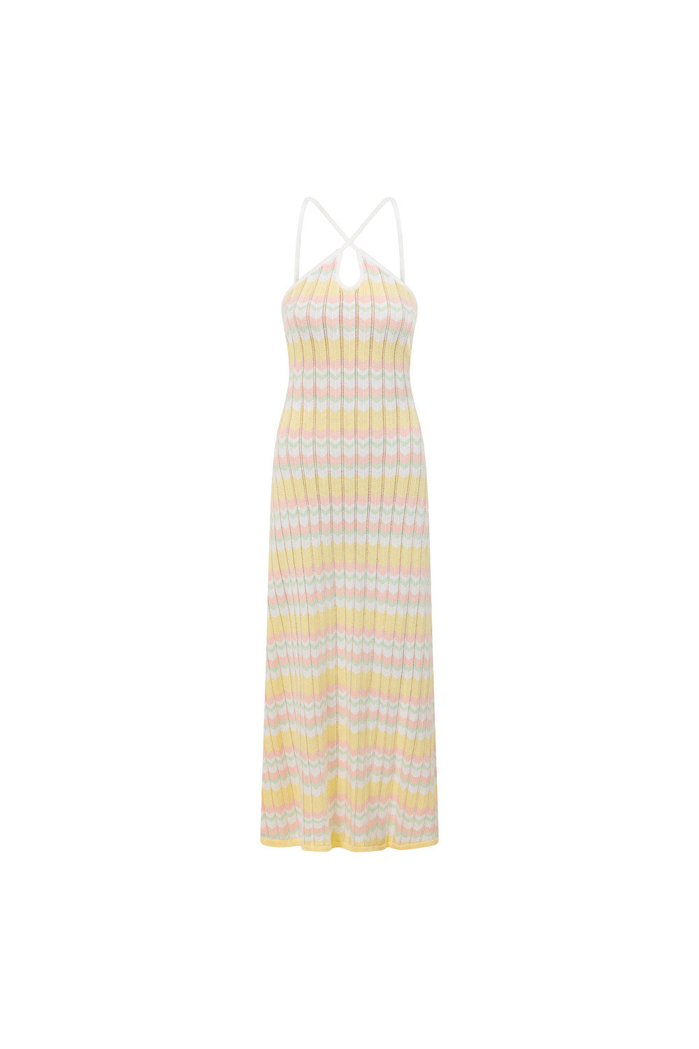 Yellow Stripe Halter Maxi Bexley Dress