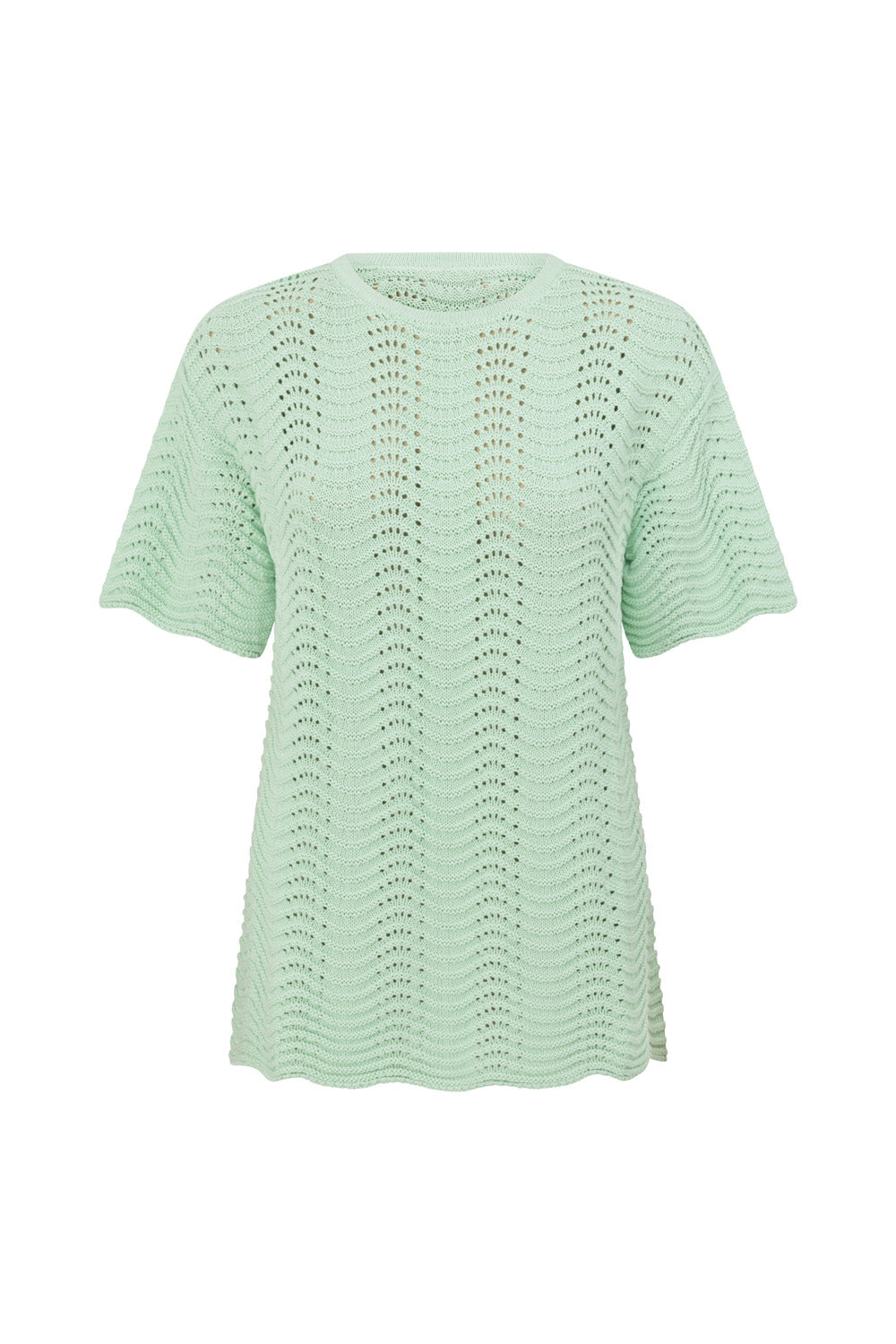 Mint Green Crochet Knit Short Sleeve Leah Top