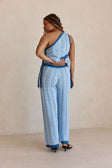 Blue Knit High Waist Mirabelle Pants