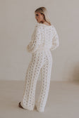 Cream Cable Knit Long Sleeve Collar Elana Sweater