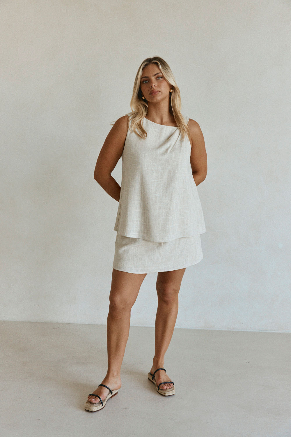 Beige Asymmetric Neck Longline Luella Top