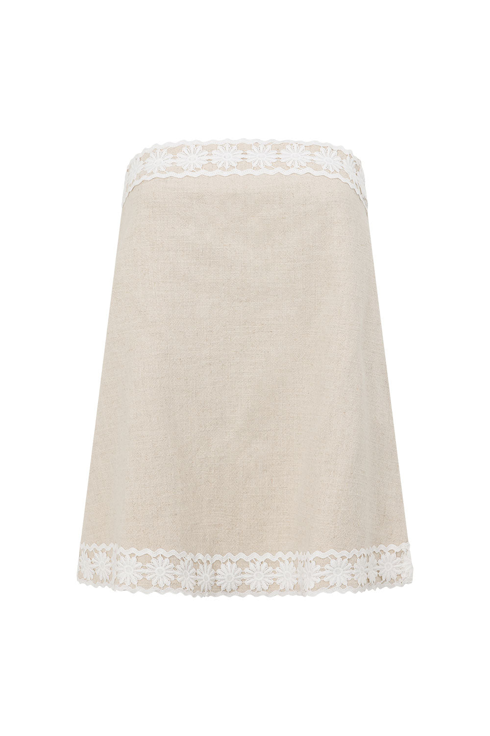 Beige Vintage Lace Detail Strapless Millie Top