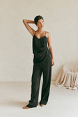 Black Strappy Plunge V Neck Asymmetric Zarah Top