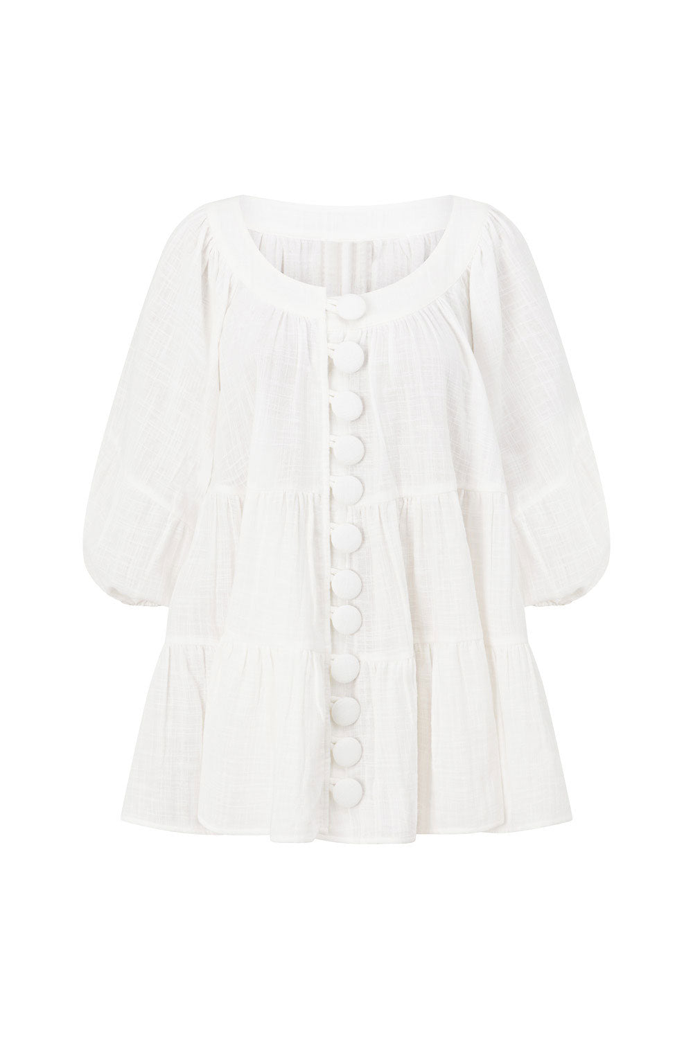 Novalie Flounce Button Top - White