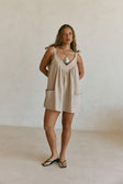 Beige Bow Boxy Wrenley Dress