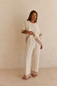 Cream Wavy Knit High Waist Janaya Pants