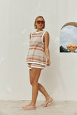 Tan and Cream Stripe Crochet Boxy Kiama Top