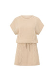 Tan Knit Short Sleeve Mini Saphira Dress