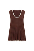 Chocolate Brown Ribbed V Neck Silla Top