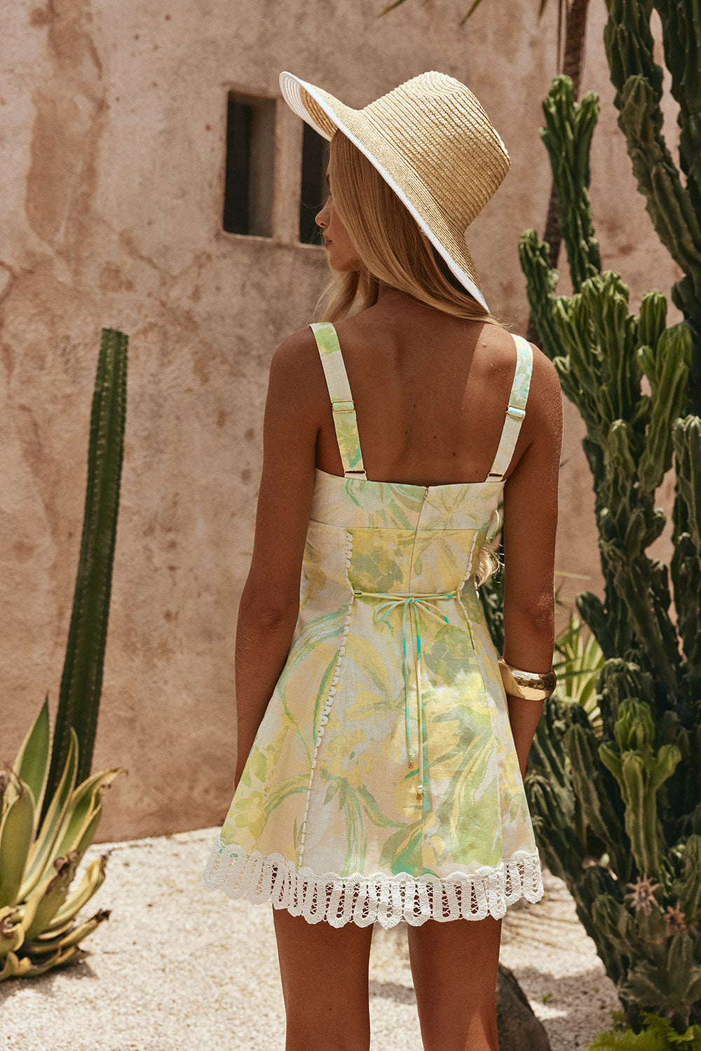 Green Fiore Festivio Print A Line Mini Stelle Dress