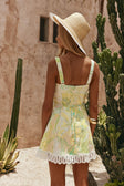 Green Fiore Festivio Print A Line Mini Stelle Dress
