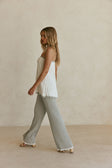 Grey Woven Ribbed High Waist Winnie Pants