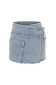 Blue Denim Tie Wrap Mini Luna Skirt