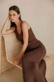 Chocolate Brown High Waist A-Line Maxi Ellarose Skirt