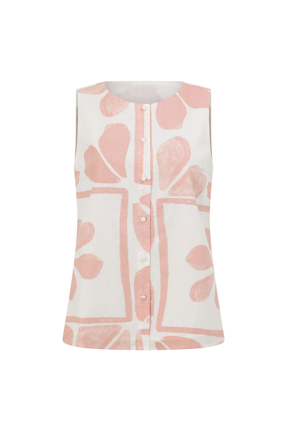 Pink Petal Patch Print Button Up Riko Top