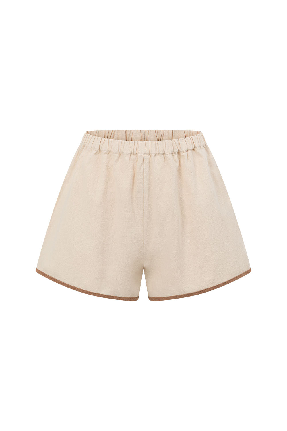 Beige High Waist Elastic Rosalina Shorts