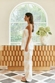 White Coastal Shell Print High Waist Bahari Pants