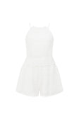 White Textured Backless Halter Neck Adira Playsuit