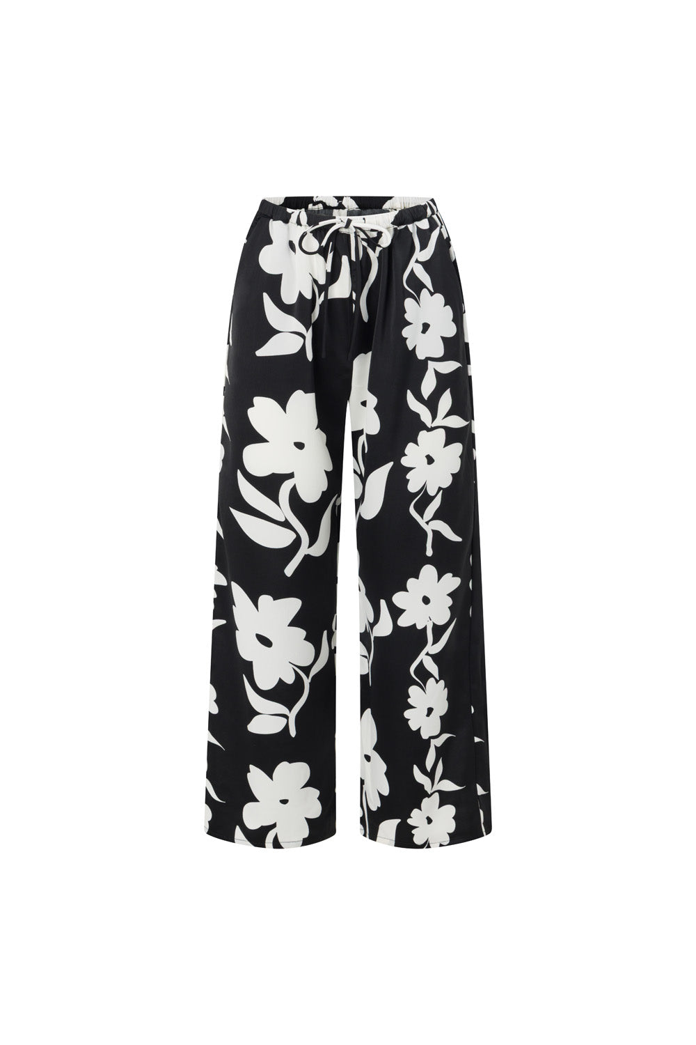 Black Alma Caroline Floral Print Drawstring Enza Pants