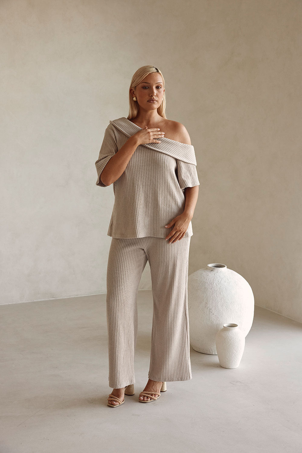 Stone Grey One Shoulder Tarika Top
