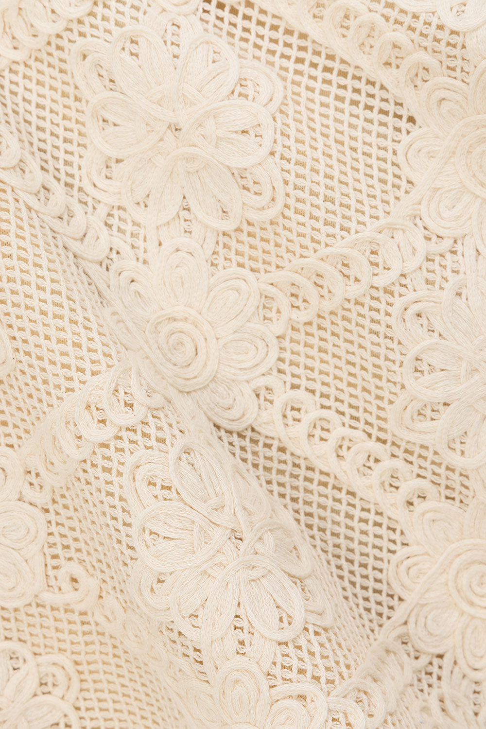 Beige Crochet Lace Rosiah T Shirt Top