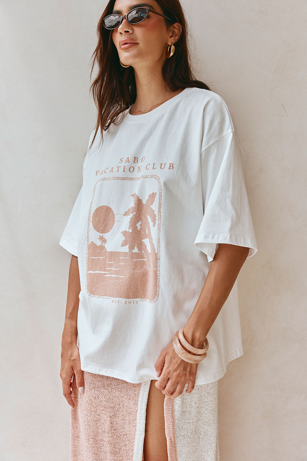 Pink Cotton Boxy Vintage Graphic Britta Tee