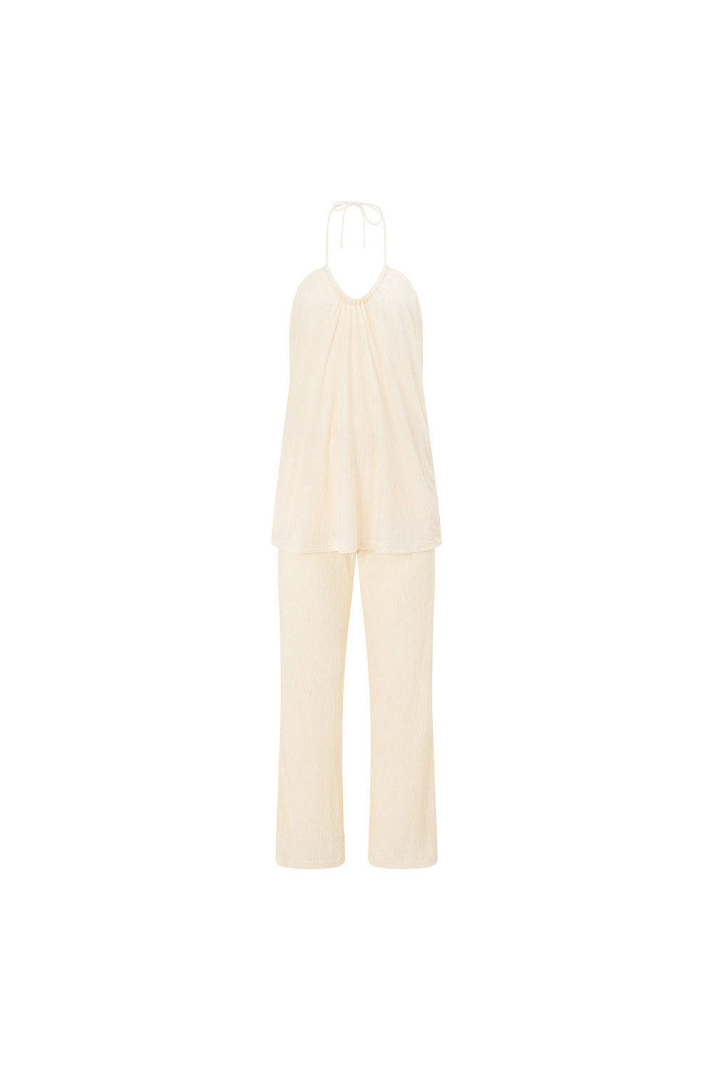 Cream Halter Top Overlay Ayden Jumpsuit