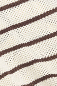 Mia Collared Button Up Short Sleeve Knit Top - Cream, Brown Stripe