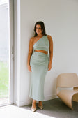 Sage Green One Shoulder Midi Azaria Dress