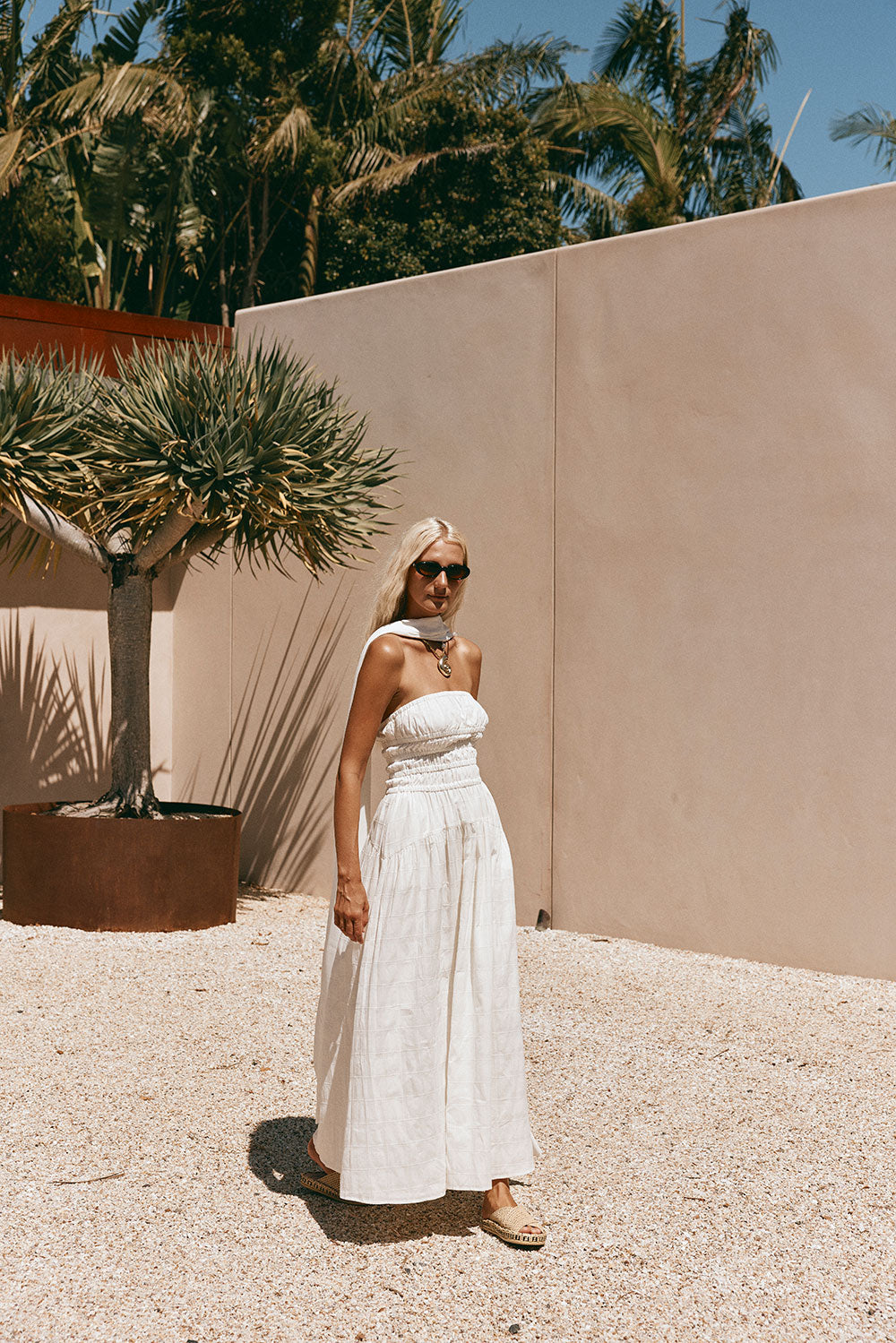 Bridal White Strapless Panel Maxi Delta Dress