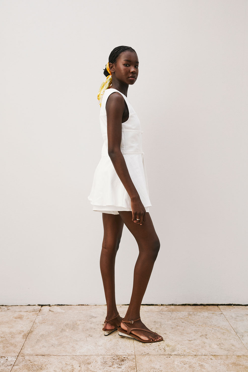 White Cotton Split Longline Muse Top
