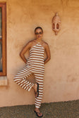 Brown and Cream Stripe Knit Halter Eros Top