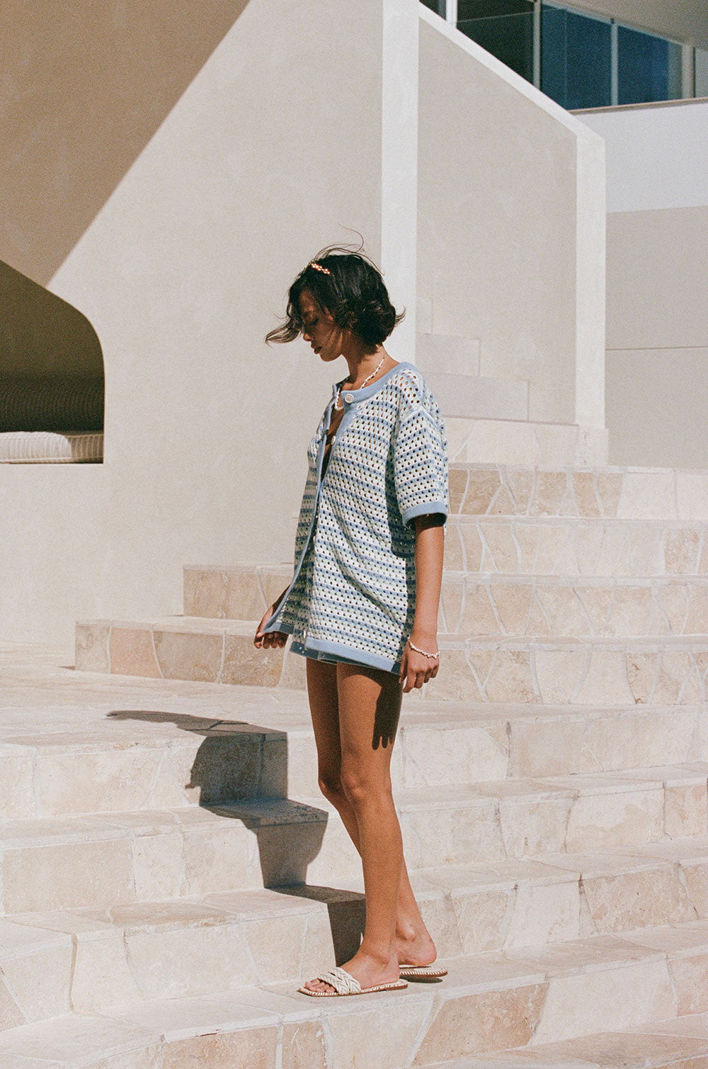 Chantel Knit Shorts - Blue Green White