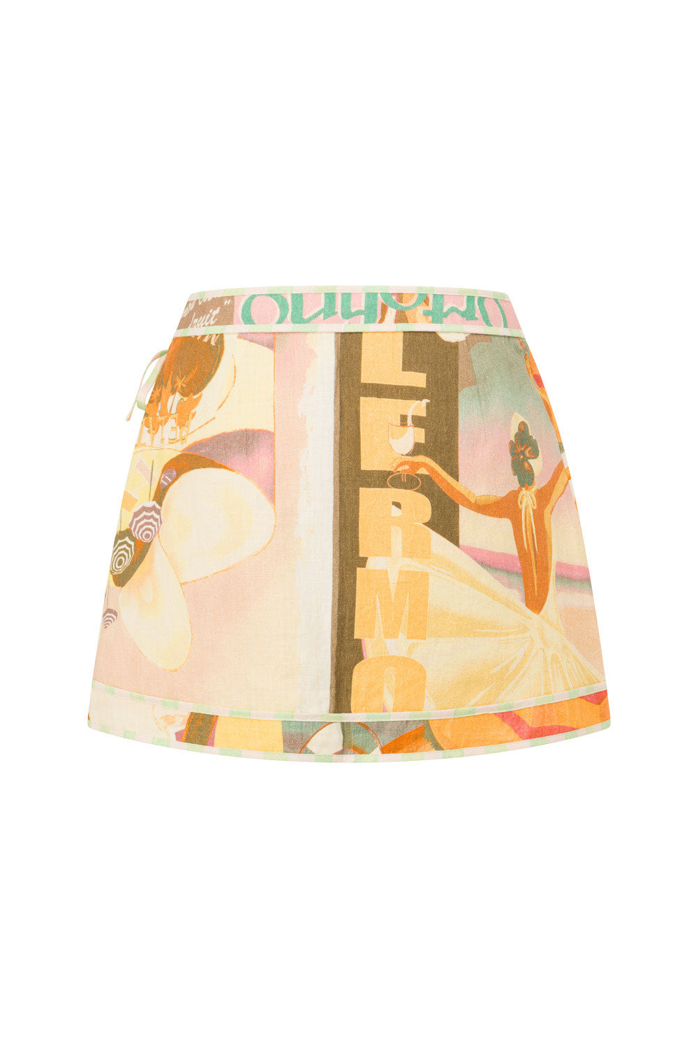 La Dolce Vita Wrap Mini Skirt - Fiorire Rosa Orange, Pink