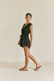 Black V Neckline Wrap Sandy Playsuit 