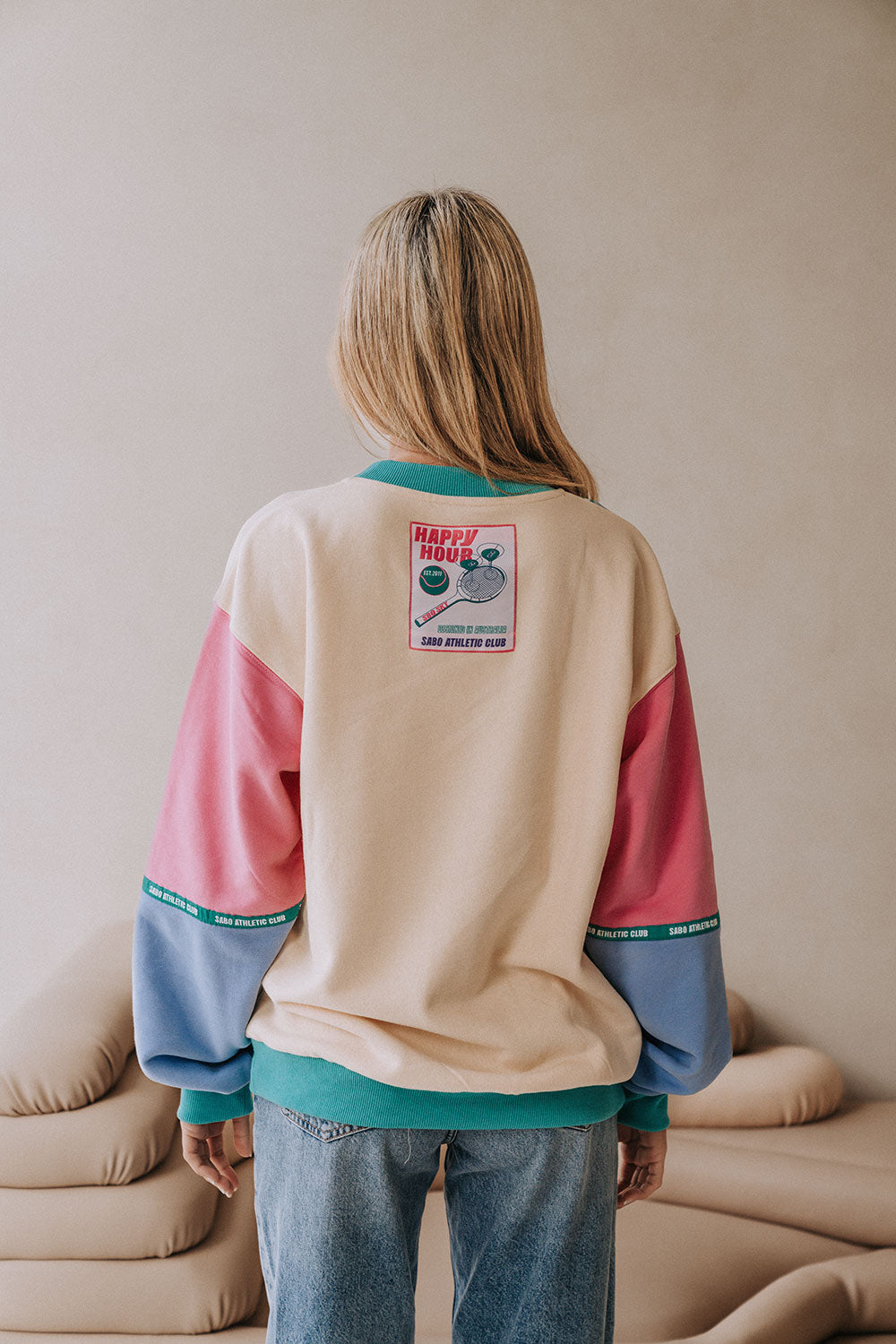 Pink and Cream Pastel Oversized Vintage Royal Mile Sweater