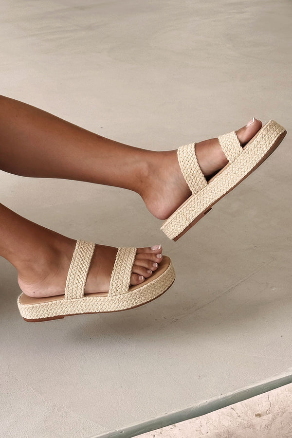 Natural Woven Strap Aloe Platform Sandals