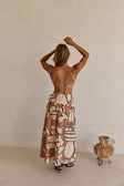 Orange Barrosa Print Slit Maxi Tahaa Skirt