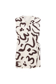 Cream Floral Fleur Lines Print V Neck Mini Amaya Dress