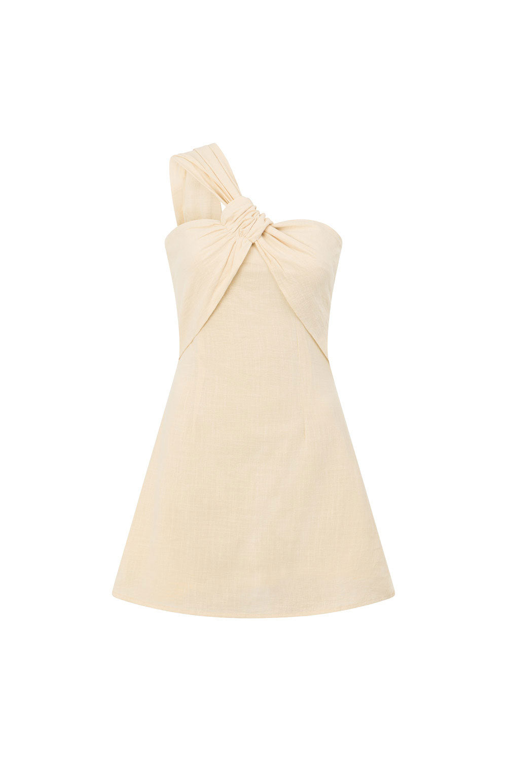 Beige One Shoulder Cutout Mini Knot Dimmi Dress