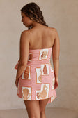 Pink Florero Print Strapless Mini Emilia Dress