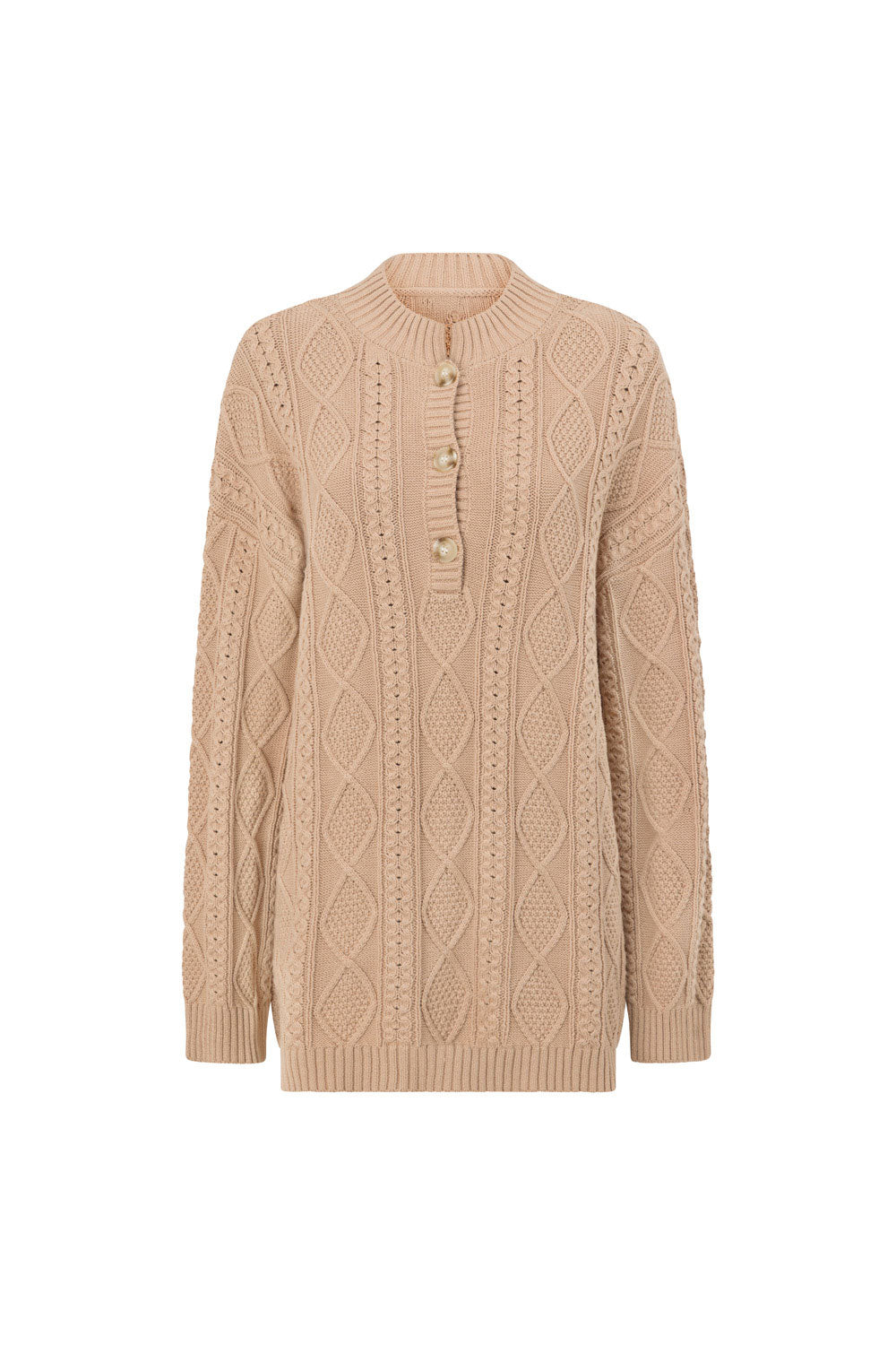 Tan Knit Long Sleeve Collar Mini Kaylan Dress